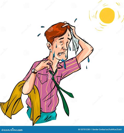 man in hot weather vector stock vector illustration of sweating explanation 53751230