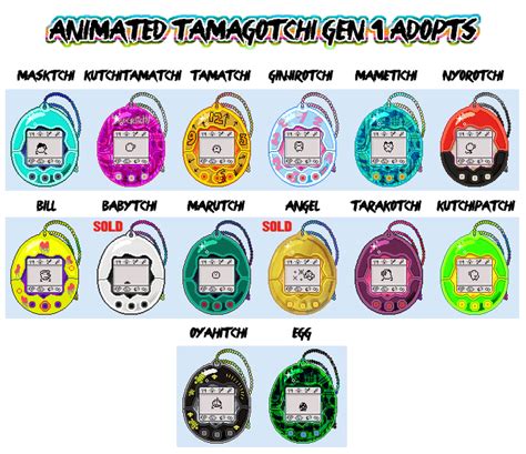 All pokemon clip art are png format and transparent background. ADOPTS: ANIMATED TAMAGOTCHIS - GEN 1 (open) by cecikins on ...