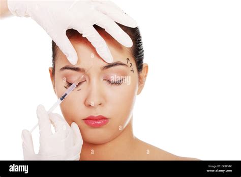 Cosmetic Botox Injection In The Female Face Stock Photo Alamy