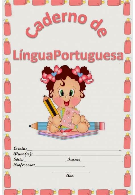Capa De Caderno Colorido De Língua Portuguesa Atividades Para A