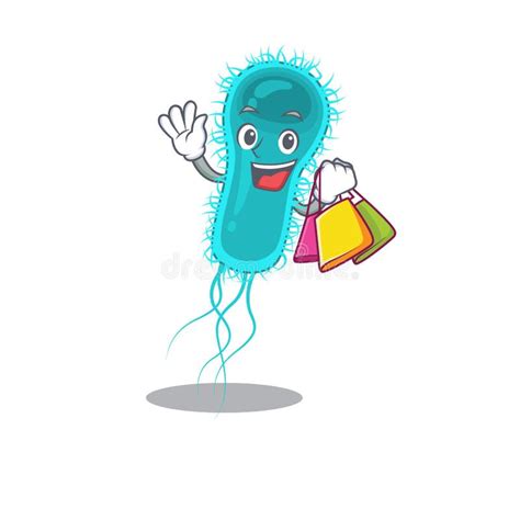 Rich And Famous Escherichia Coli Bacteria Cartoon Character Holding