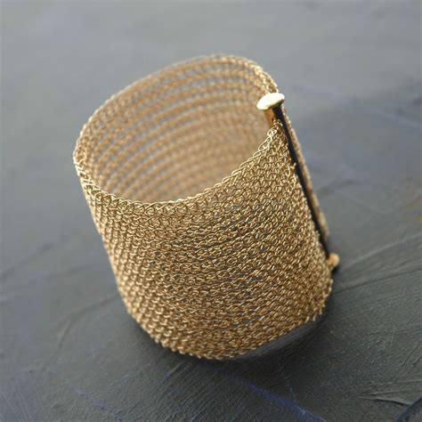 Cuff Bracelet Gold Mesh Jewelry Gold Wide Bracelet T For Etsy