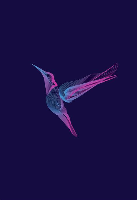 Abstract Hummingbird Vector Art In Purple Background Digital Art By