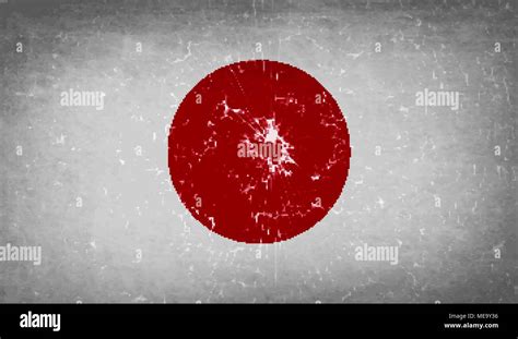 Flags Of Japan With Broken Glass Texture Vector Illustration Stock