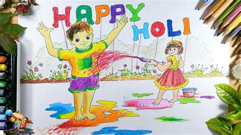 Click here to get an answer to your question how to draw any festival. Happy Holi Festival Drawing -oil pastel - YouTube