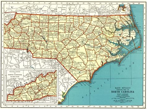 1940 Vintage North Carolina Map Gallery Wall Art Map Of North Carolina
