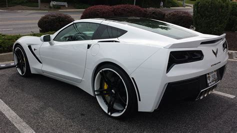 White Corvette C7 Stingray On Forgiato Wheels Three Quarter Rear Left