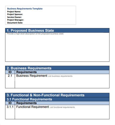 Free Business Requirements Document Templates In Pdf Ms Word
