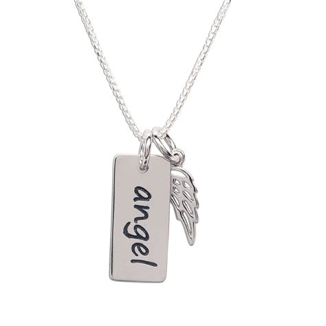 Childrens Sterling Silver Angel Necklace With Wings For Little Girls