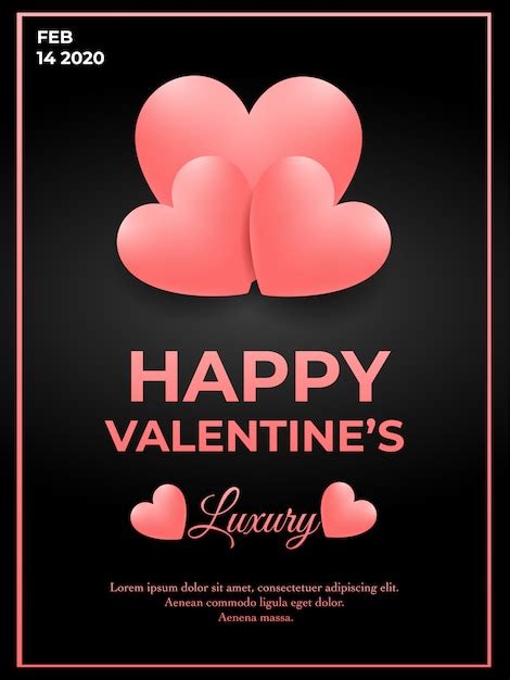 Happy Valentines Day Poster Design Premium Vector