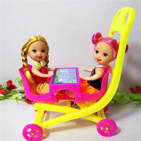 Pcs Stroller Double Pram Accessories For Barbie Kelly Doll Play House Toy In Dolls Accessories