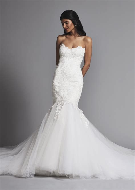 Generally thehigh fashion lace mermaid wedding dresses will be the first choice by most. Strapless straight neckine lace mermaid wedding dress with ...