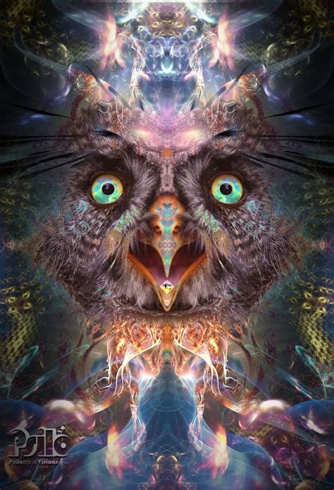 Psychedelic Owl Canvas Print Fractal Art Painting Wall Art Etsy
