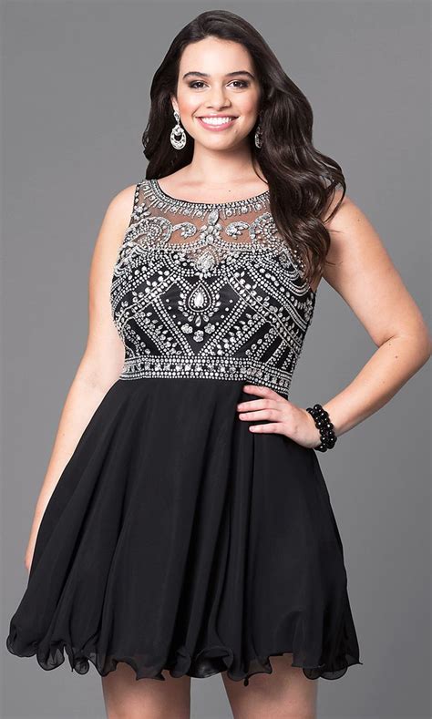 Short A Line Plus Size Prom Dress With Jeweled Bodice Plus Size Prom Dresses Plus Size