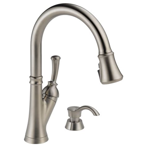 Not long after we got there, i realized that she was having a hard time making sure that her delta single handle kitchen faucet would not drip after closing it. Single Handle Pull-Down Kitchen Faucet with Soap Dispenser ...