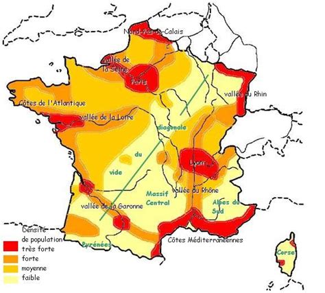Densité De La Population En France - Carte de densité de population en France