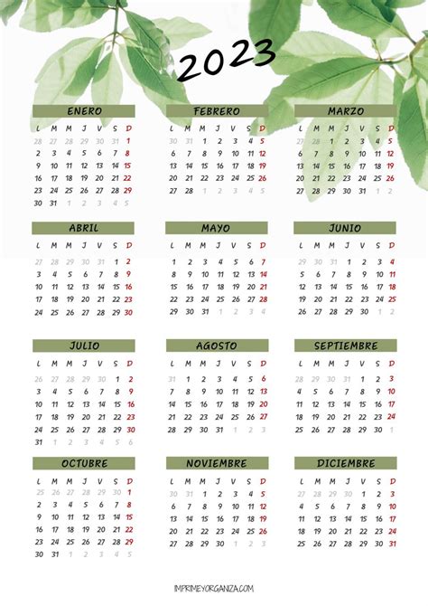 Calendarios Mensuales 2023 Imprime Y Organiza
