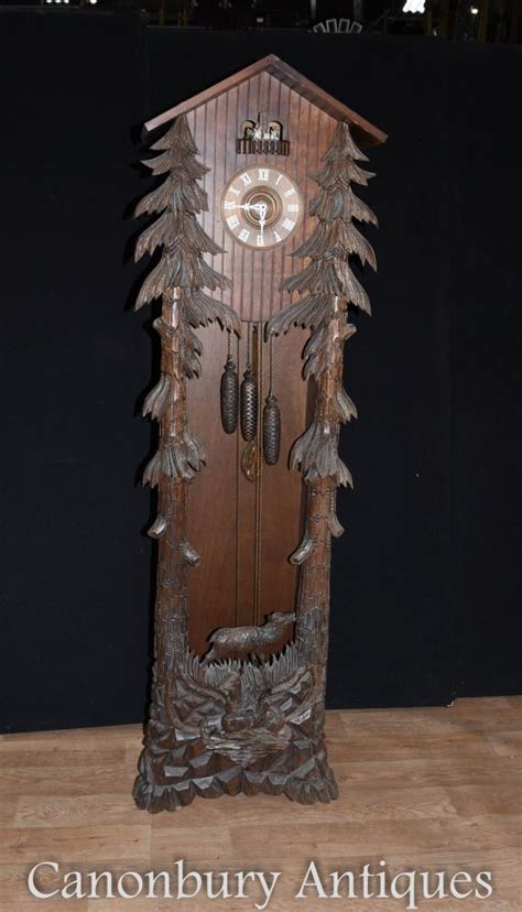 Black Forest Hand Carved Longcase Cuckoo Clock Bavarian