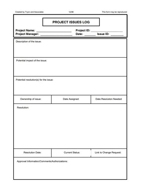 Sample issue log magdalene project org. Project Issues Log Templates | 6+ Free Printable Word ...
