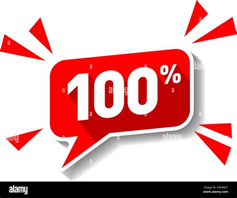 Red Speech Bubble 100 Percent Off Sign Special Offer 100 Discount Tag