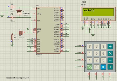 Diagram showing a resistor capacitor circuit. 8051 simple calculator c code + proteus simulation | Saeed's Blog