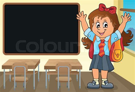 Happy Pupil Girl Theme Image 3 Stock Vector Colourbox