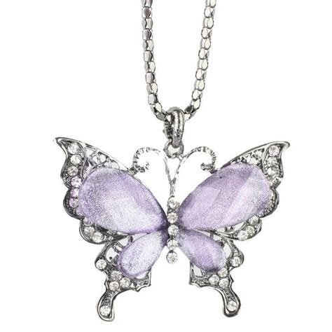 Purple Rhinestone Butterfly Necklace Fashion Butterfly Pandent