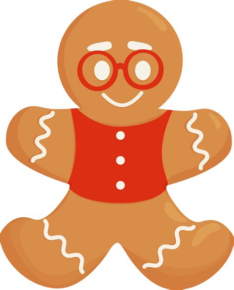 Christmas Gingerbread Man With Glasses 12872912 Png