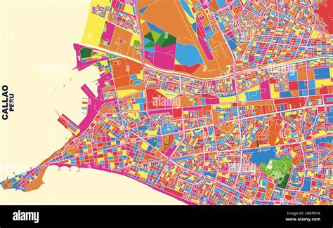 Colorful Vector Map Of Callao Peru Art Map Template For Selfprinting