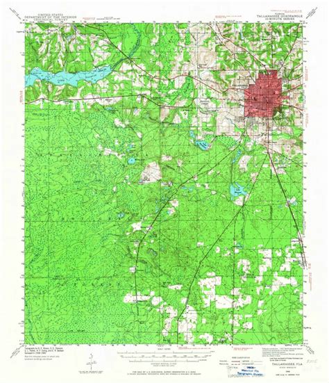 Tallahassee 1940 1966 Old Topo Map Lake Talquin Quad Reprint 15x15 Usgs