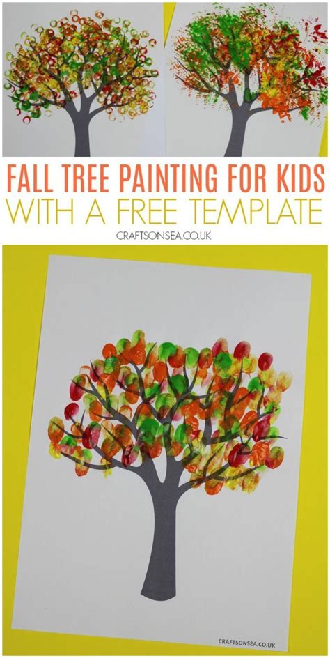 Autumn Tree Painting Ideas For Kids Free Template Fall Tree