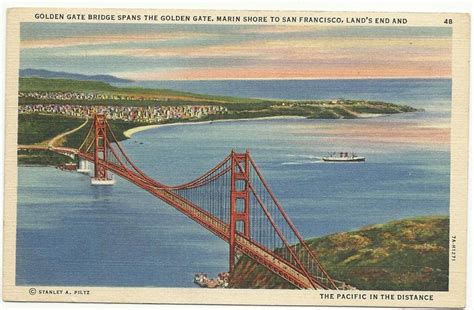 Golden Gate Bridge Vintage Post Card California Postcard Golden Gate