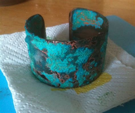 Now we're going to put easy patina finishes on the rustic cuff bracelets we made in rustic copper patina finish by rena klingenberg. Vinegar & Salt Patina Copper Cuff - Jewelry Making Journal