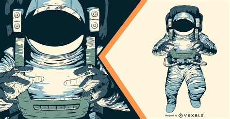 Künstlerisches Illustrationsdesign Des Astronauten Vektor Download