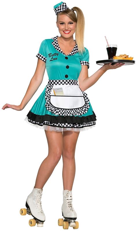 Forum Novelties Womens Betty Lou 50s Diner Waitress Costume Blue Medium