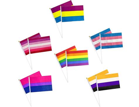 36 Pack Rainbow Stick Flags Gay Pride Small Mini Flags Transgender Asexual Bisexual Pansexual