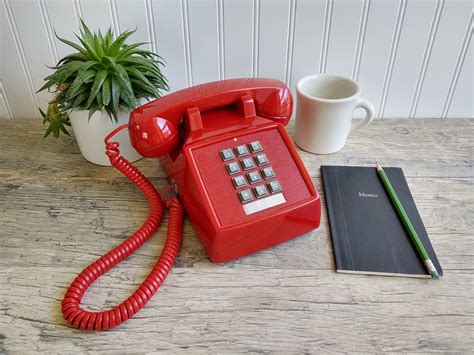 Vintage Red Telephone Cortelco Push Button Desk Phone Etsy Vintage