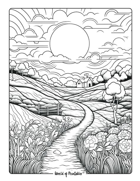 Relaxing Landscape Coloring Pages For Adults