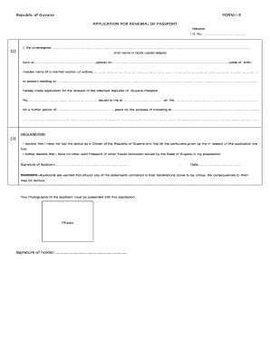 How to apply, how long it takes, how much it costs, track your application, unexpired visas, replacing a damaged passport. Guyana passport renewal form - Fill Out and Sign Printable ...