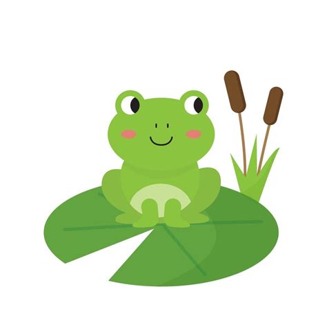 Cute Happy Green Frog Sitting On Water Lily 2847774 Vector Art At Vecteezy