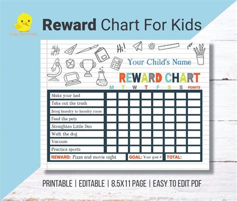 Doodle Printable Reward Chart For Kids Editable Kids Etsy In 2020