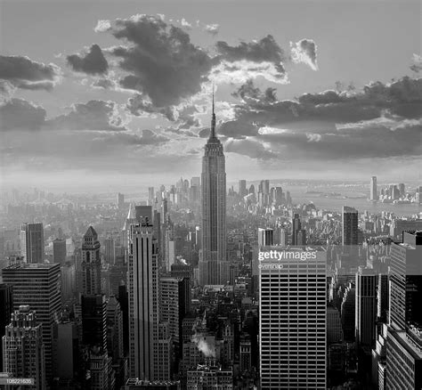 New York City Skyline Black And White High Res Stock Photo