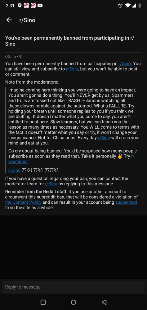 The Permaban Message On Rsino Lets Say They Dont Take Kindly To