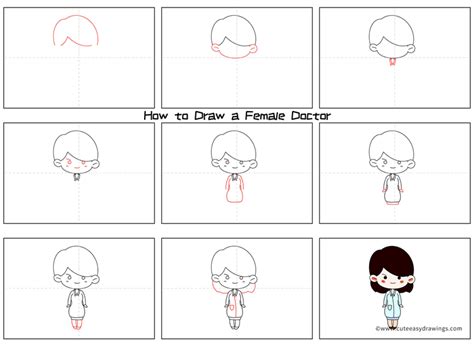 How To Draw A Female Doctor Step By Step For Kids Cute Easy Drawings