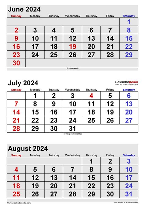 July 2024 Calendar | Templates for Word, Excel and PDF