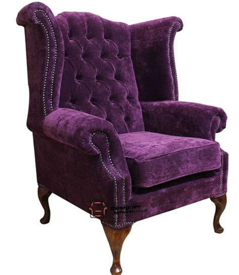 Purple Chesterfield Newby High Back Wing Chair Designersofas4u