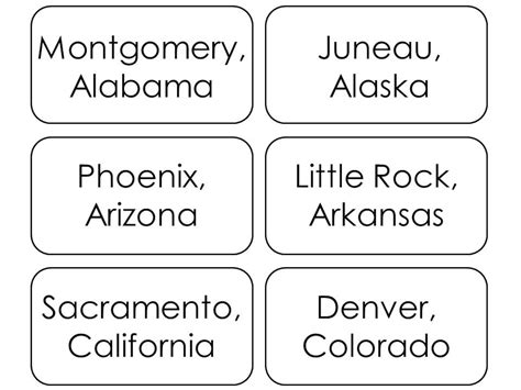 50 States And Capitals Flashcards Printable