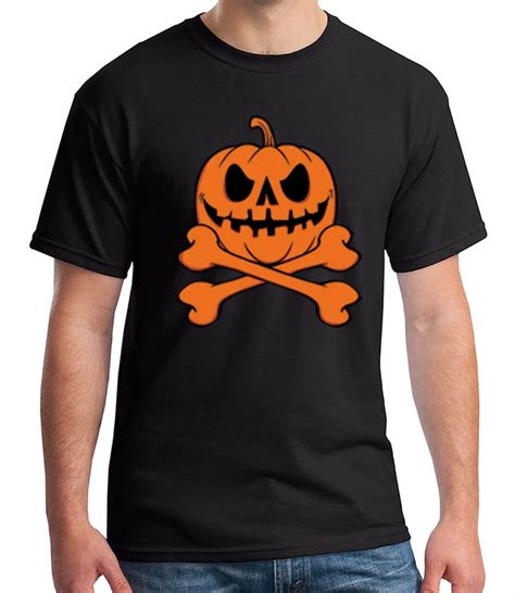 Ridiculous T Shirts Men S Short Halloween Pumpkin Skeleton Adult S T Shirt Crossbones Scary Tee