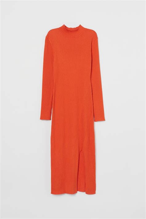 Rib Knit Dress Orange Ladies Handm Ie