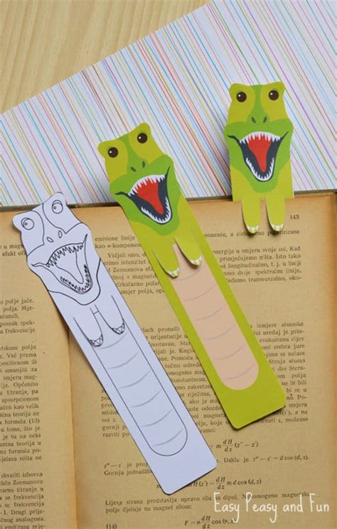 printable dinosaur bookmarks easy peasy  fun